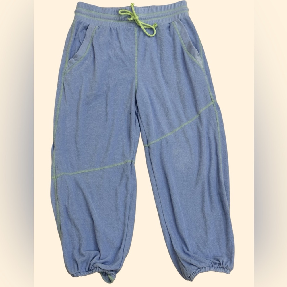 NEW Free People M Terry Sweatpants  Joggers Blue Grape Mist NWT